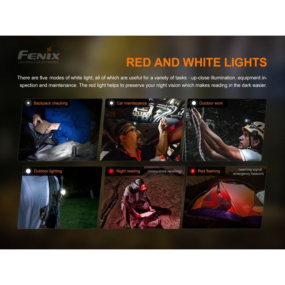 Nabíjecí čelovka  HM51R Ruby V2.0 - bílé/červené světlo - Fenix