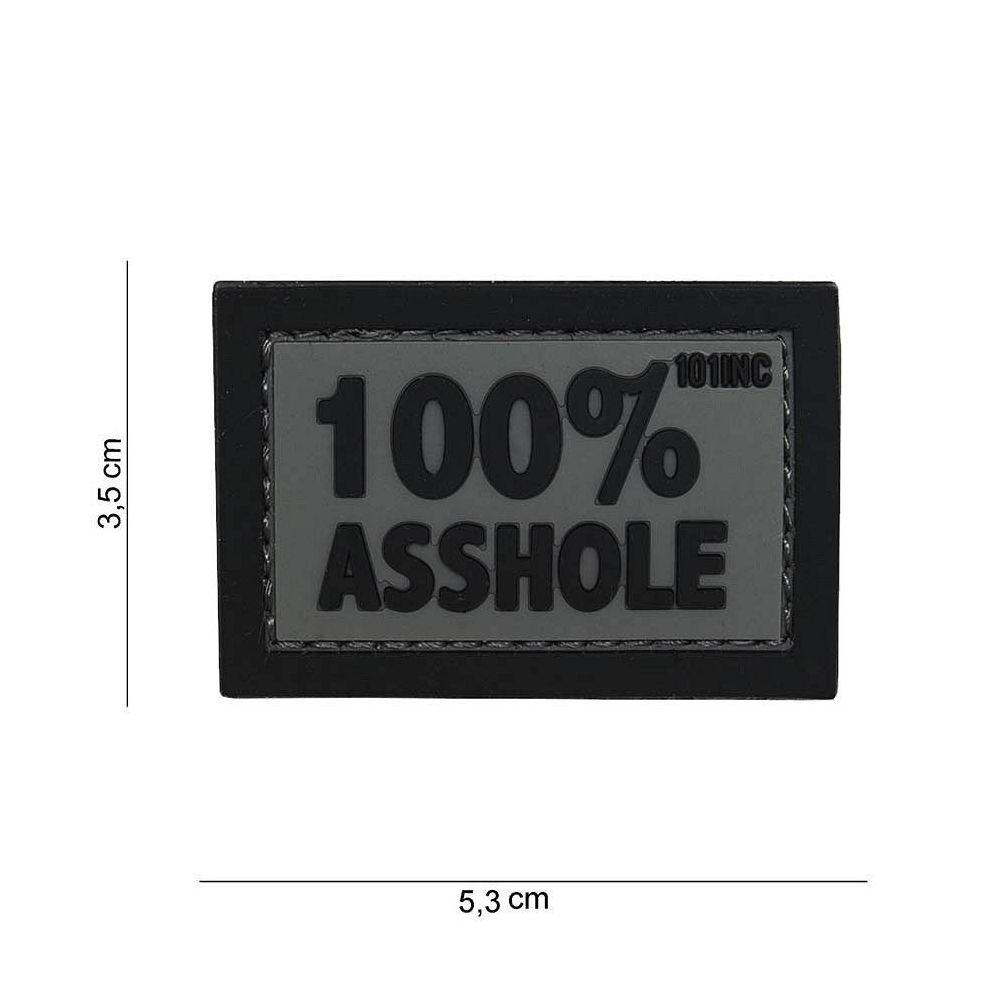 Nášivka PVC 100%  Asshole  - šedá/černá  - 101. INC