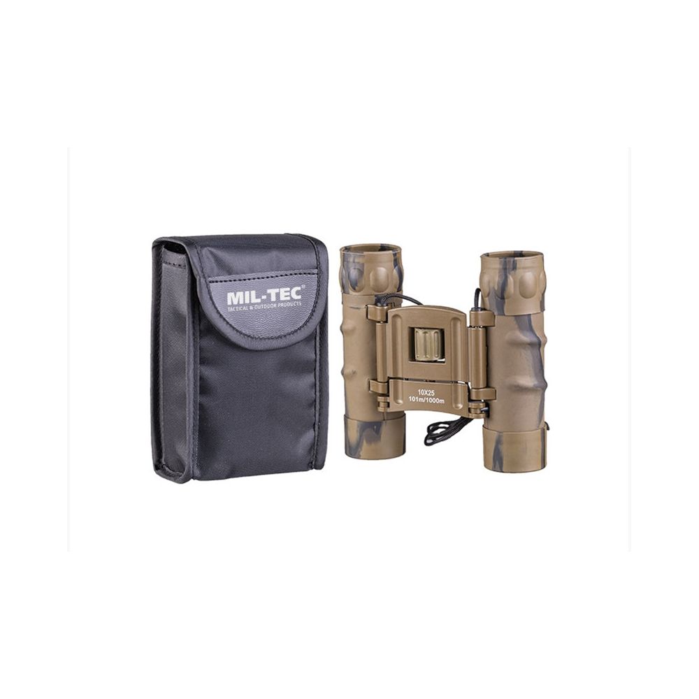 Skládací pogumovaný dalekohled 10x25 s pouzdrem - Desert - MIL-TEC